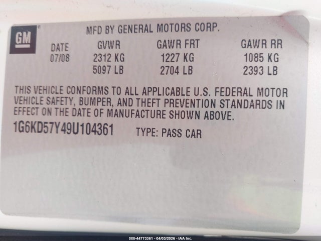 2009 CADILLAC DTS 1G6KD57Y49U104361 Photo 8