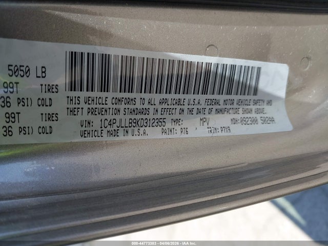 Aukcja sprzedaży 2019 Jeep Cherokee Latitude Plus Fwd, vin: 1C4PJLLB9KD312355, numer aukcji: 44773383