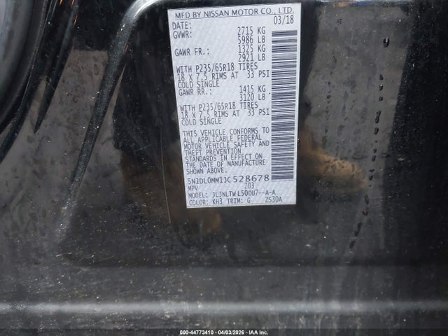 Продажа на аукционе авто 2018 Infiniti Qx60, vin: 5N1DL0MM1JC528678, номер лота: 44773410
