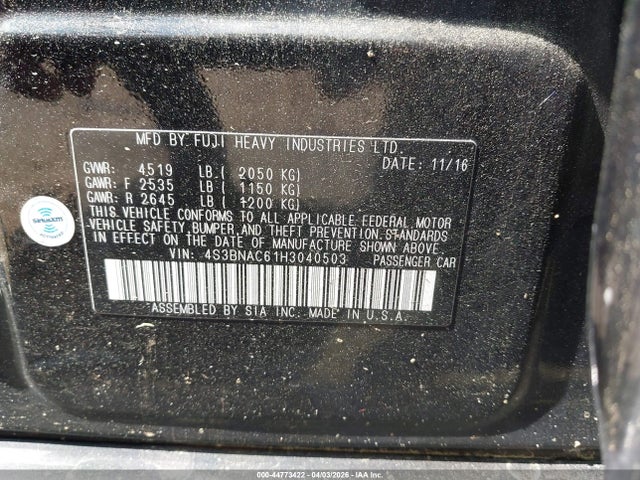 Subaru Legacy 2.5i Premium 2017 4S3BNAC61H3040503 Image 9
