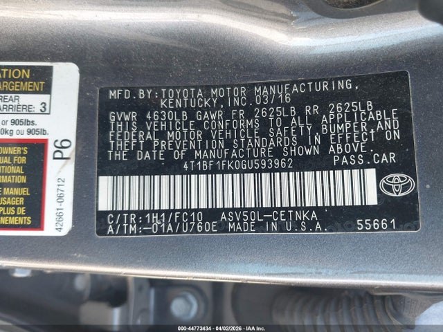 4T1BF1FK0GU593962 Toyota CAMRY LE