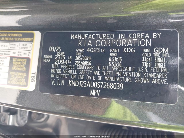 Продажа на аукционе авто 2025 Kia Soul Lx, vin: KNDJ23AU0S7268039, номер лота: 44773447