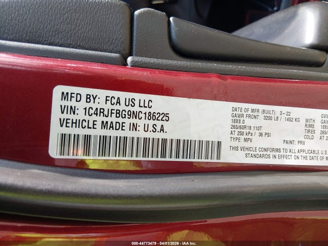 1C4RJFBG9NC186225 Jeep Grand Cherokee Wk Limited 4x4