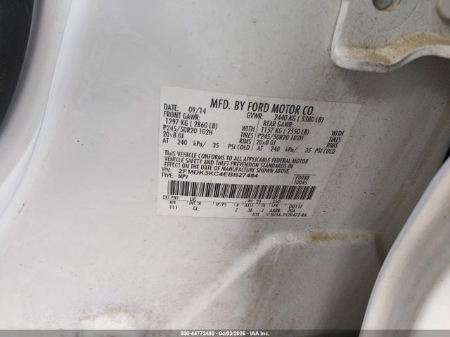 Продажа на аукционе авто 2014 Ford Edge Limited, vin: 2FMDK3KC4EBB27484, номер лота: 44773490
