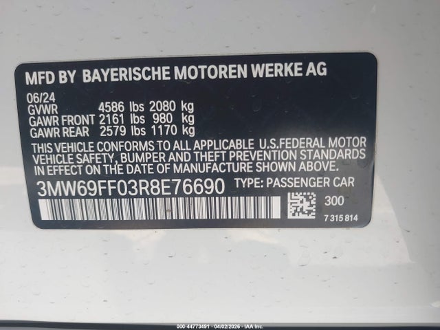 Auction sale of the 2024 Bmw 330i, vin: 3MW69FF03R8E76690, lot number: 44773491