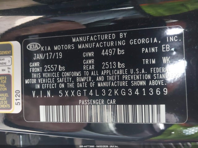 2019 KIA OPTIMA 5XXGT4L32KG341369 Photo 8