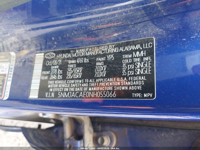 5NMJACAE0NH055066 Hyundai TUCSON SE