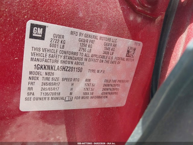 1GKKNKLA6HZ201150 GMC Acadia Sle-1