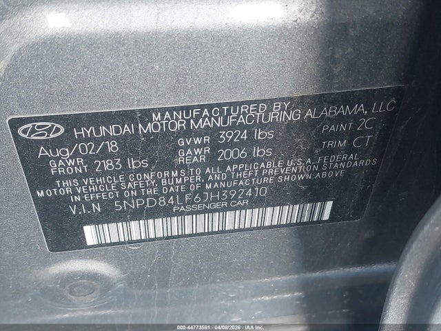 Продажа на аукционе авто 2018 Hyundai Elantra Sel, vin: 5NPD84LF6JH392410, номер лота: 44773581