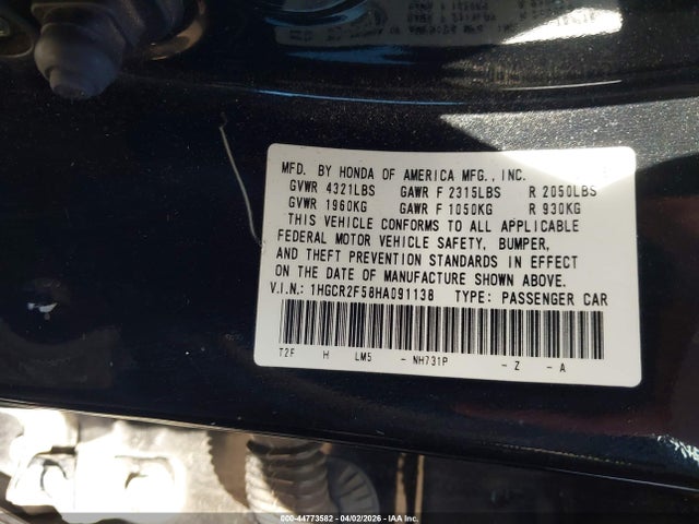 1HGCR2F58HA091138 Honda Accord Sport