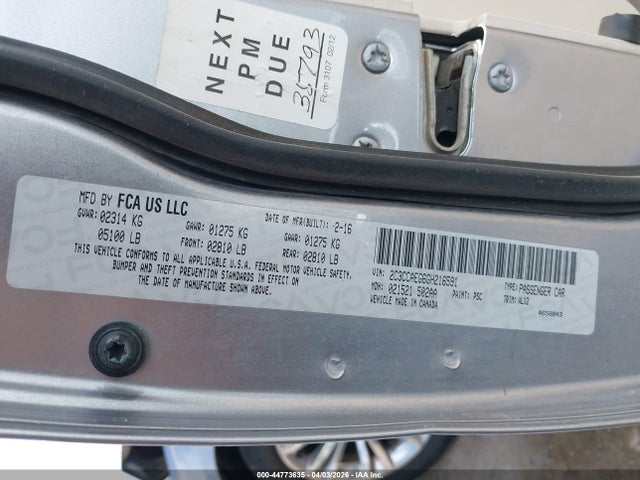 44773635 :رقم المزاد ، 2C3CCAEG6GH216591 vin ، 2016 Chrysler 300c مزاد بيع