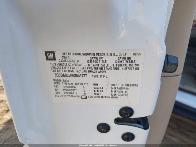 Продаж на аукціоні авто 2006 Buick Rendezvous Cx, vin: 3G5DA03L66S541177, номер лоту: 44773641