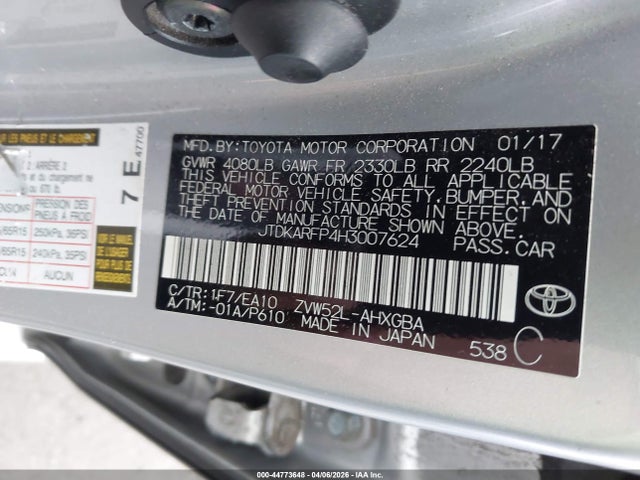JTDKARFP4H3007624 Toyota Prius Prime Premium