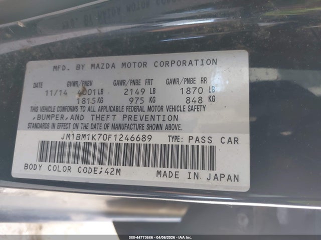 JM1BM1K70F1246689 Mazda Mazda3 I Sport