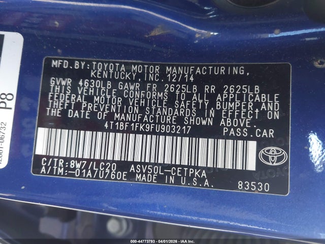 4T1BF1FK9FU903217 Toyota CAMRY XSE