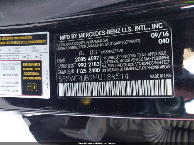 55SWF4JB9HU188514 Mercedes-Benz C 300
