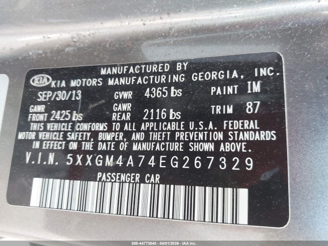 2014 KIA OPTIMA 5XXGM4A74EG267329 Photo 8