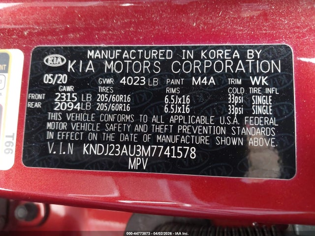 Продаж на аукціоні авто 2021 Kia Soul Lx, vin: KNDJ23AU3M7741578, номер лоту: 44773873