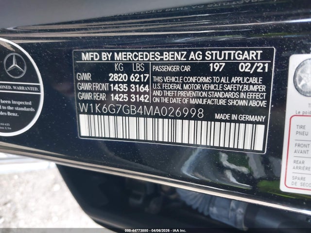 2021 MERCEDES-BENZ S 580 W1K6G7GB4MA026998 Photo 8
