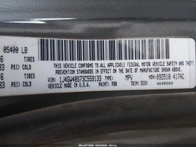 2003 Jeep Grand Cherokee Laredo მანქანა იყიდება აუქციონზე, vin: 1J4GW48S73C559133, აუქციონის ნომერი: 44773899