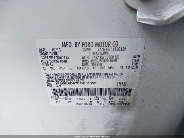 Ford EXPLORER XLT 2014 1FM5K8D87EGB01352 Image 9