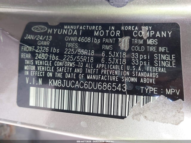 Aukcja sprzedaży 2013 Hyundai Tucson Limited, vin: KM8JUCAC6DU686543, numer aukcji: 44773926