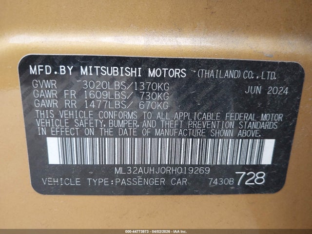 2024 MITSUBISHI MIRAGE ML32AUHJ0RH019269 Photo 8
