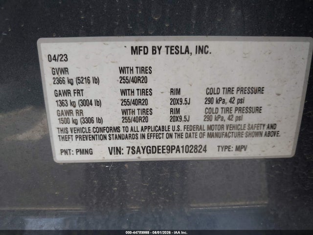 7SAYGDEE9PA102824 Tesla Model Y Awd/long Range Dual Motor All-wheel Drive