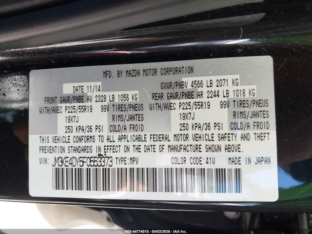 Aukcja sprzedaży 2015 Mazda Cx-5 Grand Touring, vin: JM3KE4DY5F0553373, numer aukcji: 44774015