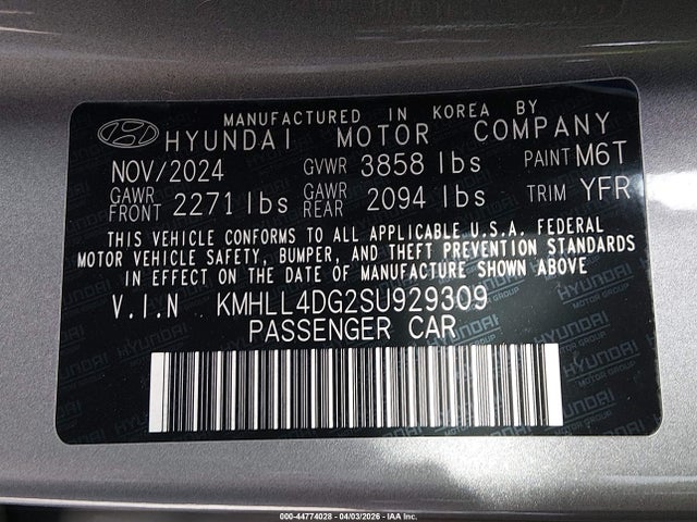 Aukcja sprzedaży 2025 Hyundai Elantra Se, vin: KMHLL4DG2SU929309, numer aukcji: 44774028