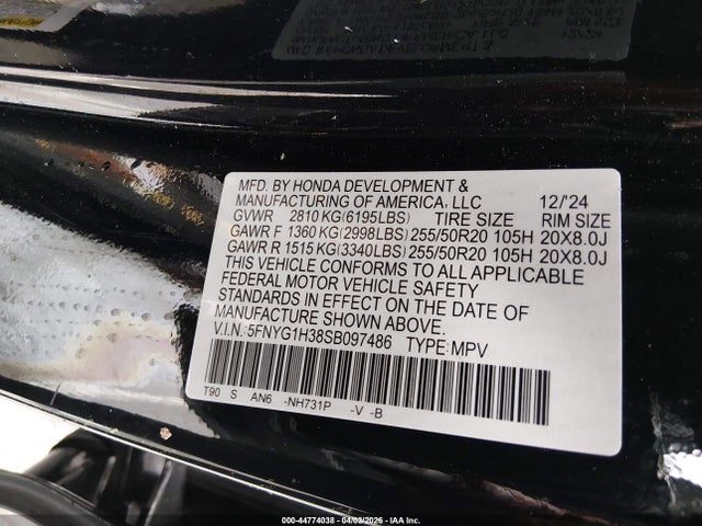 Honda Pilot Sport 2025 5FNYG1H38SB097486 Image 9