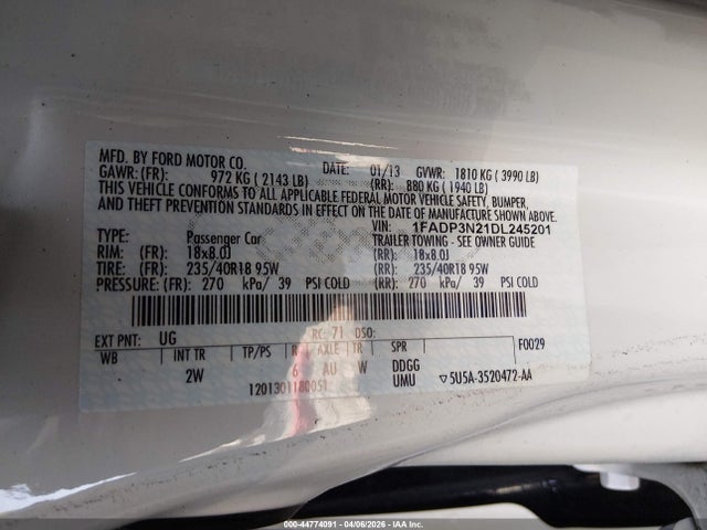 Aukcja sprzedaży 2013 Ford Focus Titanium, vin: 1FADP3N21DL245201, numer aukcji: 44774091