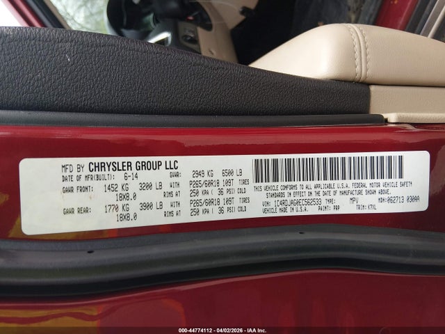 Продажа на аукционе авто 2014 Dodge Durango Sxt, vin: 1C4RDJAG0EC562533, номер лота: 44774112