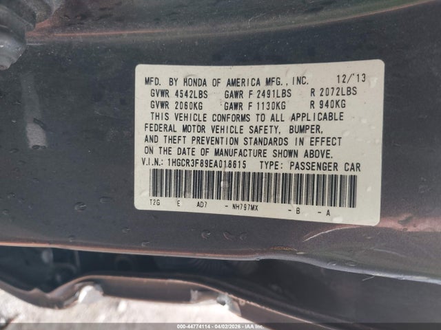 Aukcja sprzedaży 2014 Honda Accord Ex-l V-6, vin: 1HGCR3F89EA018615, numer aukcji: 44774114