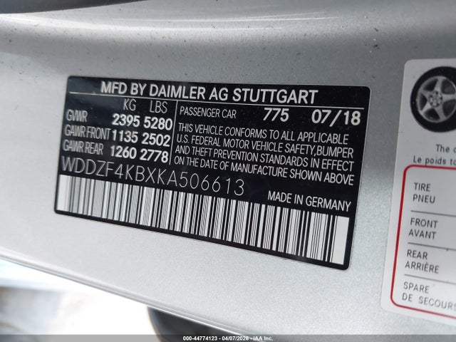 44774123 :رقم المزاد ، WDDZF4KBXKA506613 vin ، 2019 Mercedes-benz E 300 4matic مزاد بيع