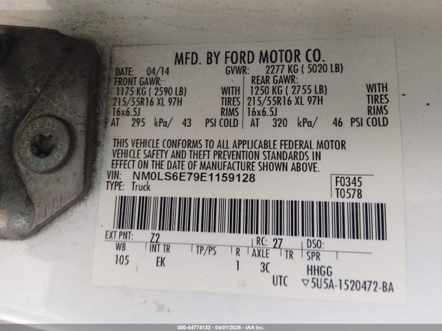 44774132 :رقم المزاد ، NM0LS6E79E1159128 vin ، 2014 Ford Transit Connect Xl مزاد بيع