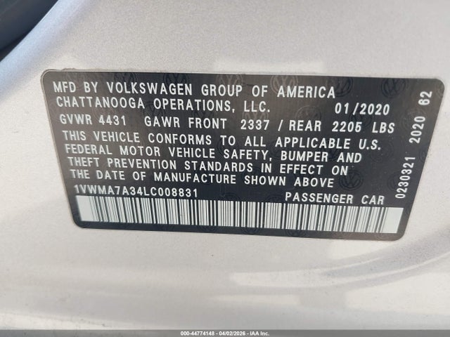 2020 VOLKSWAGEN PASSAT 1VWMA7A34LC008831 Photo 8