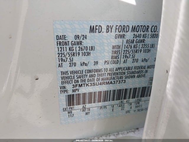 Продаж на аукціоні авто 2024 Ford Mustang Mach-e Premium, vin: 3FMTK3SU4RMA37373, номер лоту: 44774177