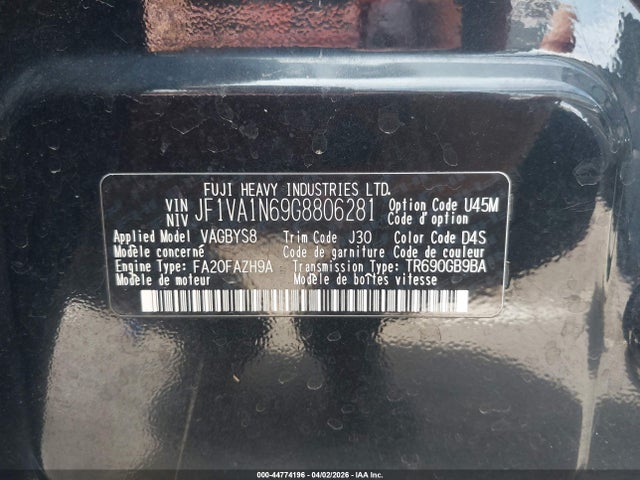 Subaru Wrx Limited 2016 JF1VA1N69G8806281 Image 9