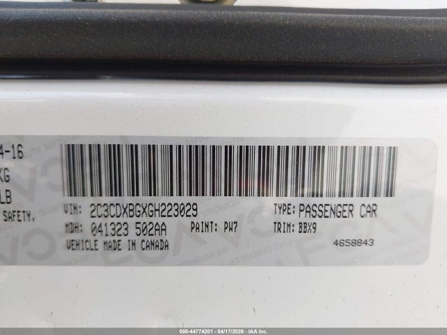 Продажа на аукционе авто 2016 Dodge Charger Se, vin: 2C3CDXBGXGH223029, номер лота: 44774201