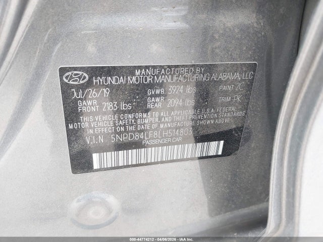 5NPD84LF8LH514803 Hyundai ELANTRA SEL
