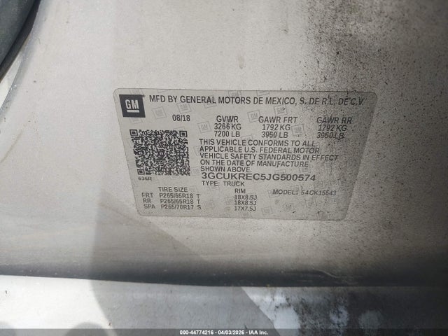 3GCUKREC5JG500574 Chevrolet Silverado 1500 2lt