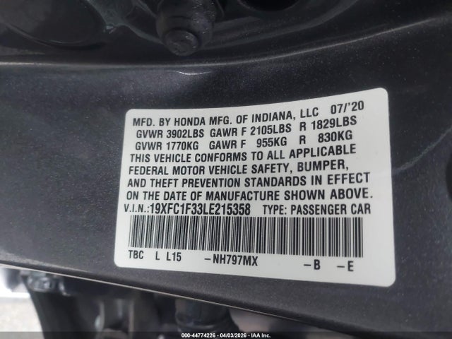 19XFC1F33LE215358 Honda CIVIC EX