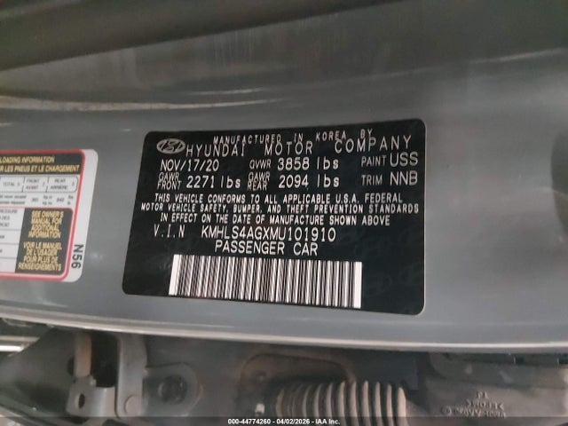 Продаж на аукціоні авто 2021 Hyundai Elantra Sel, vin: KMHLS4AGXMU101910, номер лоту: 44774260