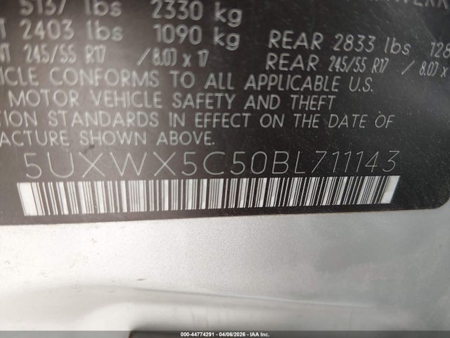 2011 Bmw X3 Xdrive28i მანქანა იყიდება აუქციონზე, vin: 5UXWX5C50BL711143, აუქციონის ნომერი: 44774291