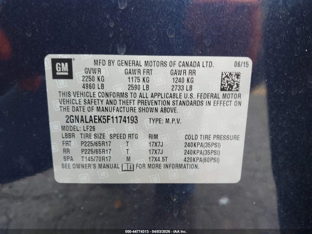 Chevrolet EQUINOX LS 2015 2GNALAEK5F1174193 Image 9