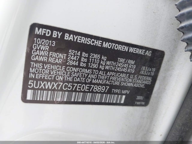 Aukcja sprzedaży 2014 Bmw X3 Xdrive35i, vin: 5UXWX7C57E0E78897, numer aukcji: 44774318