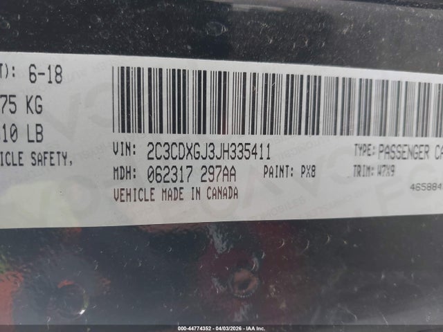 Aukcja sprzedaży 2018 Dodge Charger R/t Scat Pack Rwd, vin: 2C3CDXGJ3JH335411, numer aukcji: 44774352