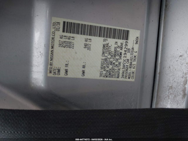 Nissan Altima 2.5 Sl 2018 1N4AL3AP2JC194299 Image 9