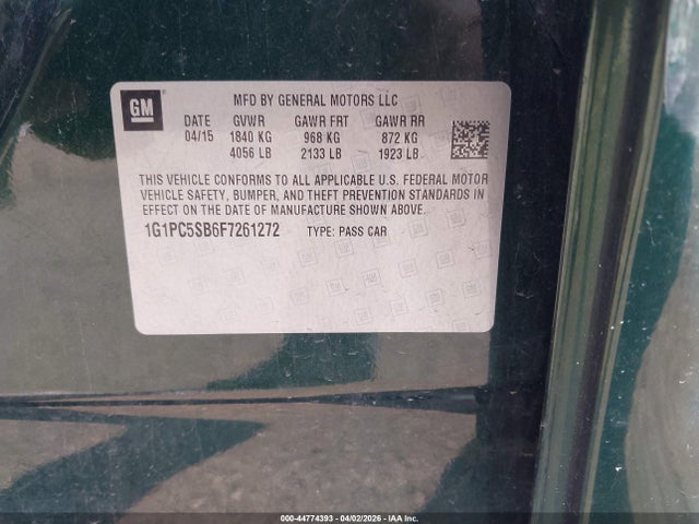 Продаж на аукціоні авто 2015 Chevrolet Cruze 1lt Auto, vin: 1G1PC5SB6F7261272, номер лоту: 44774393